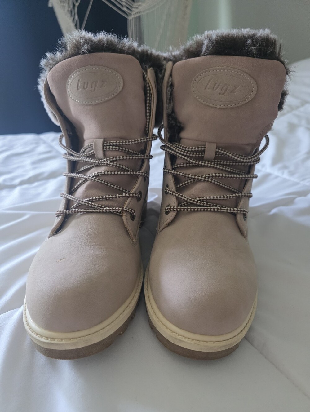 Lugz Women's Fur-Trim Ankle Boots in Taupe Pink